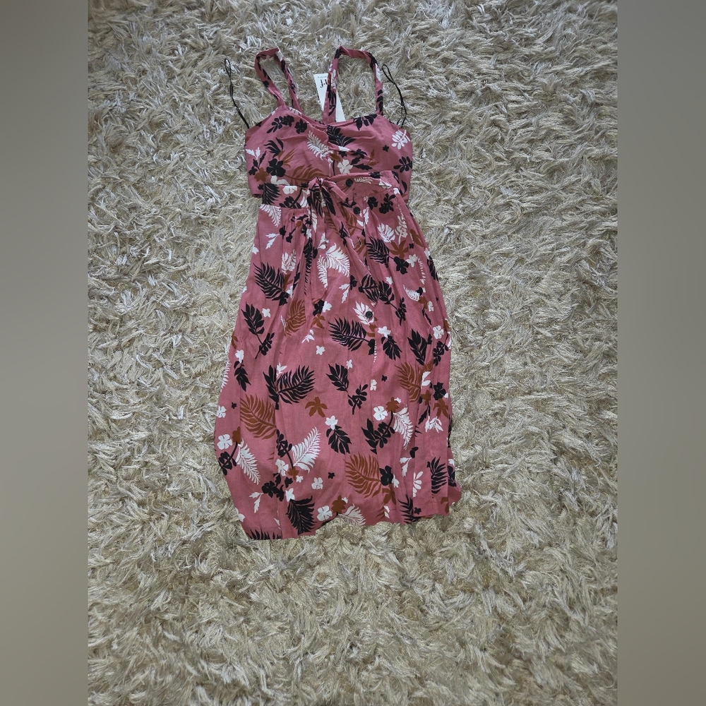 Floral Pink Sleeveless Set (Crop) Top Is Large and the Bottom Is Medium